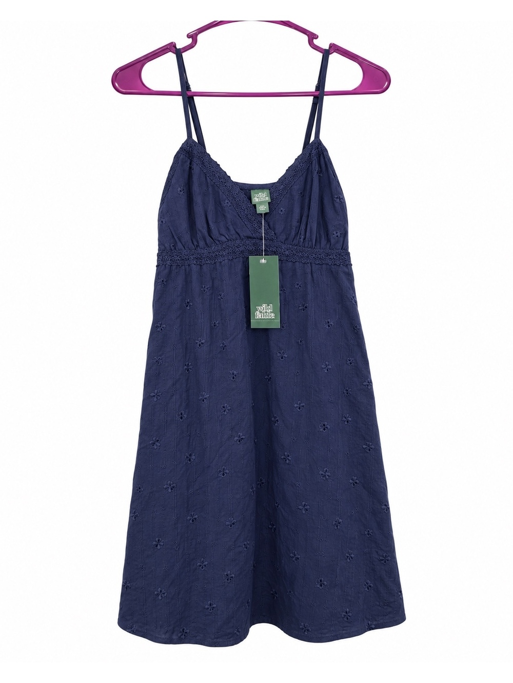 Wild Fable Navy Eyelet Spaghetti Strap Mini Dress